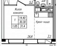 1-комнатная квартира площадью 31.4 кв.м, Просвещения ул. | цена 1 862 840 руб. | www.metrprice.ru