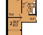 2-комнатная квартира площадью 61.2 кв.м, ул Лавриненко, д. 7 | цена 6 279 120 руб. | www.metrprice.ru