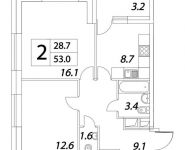 2-комнатная квартира площадью 53 кв.м, Тагильская улица, 4с22 | цена 6 043 855 руб. | www.metrprice.ru