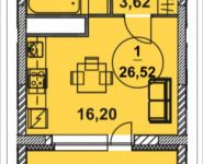 1-комнатная квартира площадью 26.52 кв.м, Петра Алексеева, 12а, корп.1 | цена 5 112 352 руб. | www.metrprice.ru