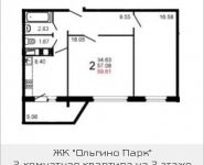 2-комнатная квартира площадью 59 кв.м, Железнодорожный пр., 15 | цена 3 918 784 руб. | www.metrprice.ru