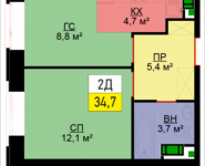 2-комнатная квартира площадью 34.7 кв.м, Адмирала Макарова, 10, корп.3 | цена 6 731 800 руб. | www.metrprice.ru