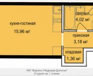 1-комнатная квартира площадью 24.5 кв.м,  | цена 2 199 229 руб. | www.metrprice.ru