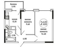 2-комнатная квартира площадью 45 кв.м, Гоголя ул, д. 12 | цена 2 188 830 руб. | www.metrprice.ru