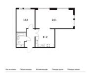 2-комнатная квартира площадью 57.9 кв.м, Александры Монаховой ул, 97 | цена 5 888 430 руб. | www.metrprice.ru
