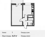 1-комнатная квартира площадью 36.3 кв.м в ЖК "Олимпийский", Стрелковая ул., 16 | цена 2 810 925 руб. | www.metrprice.ru