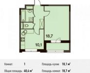 1-комнатная квартира площадью 40.4 кв.м, улица Ситникова, 8 | цена 4 052 120 руб. | www.metrprice.ru