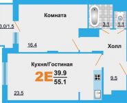 2-комнатная квартира площадью 55.1 кв.м, проезд Речной, д.28к4 | цена 3 336 700 руб. | www.metrprice.ru