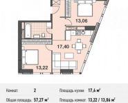 2-комнатная квартира площадью 57.3 кв.м, улица Энергетиков, 6 | цена 12 238 373 руб. | www.metrprice.ru