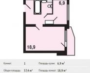 1-комнатная квартира площадью 37.4 кв.м, Катюшки ул, 55 | цена 2 767 600 руб. | www.metrprice.ru