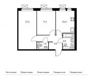 2-комнатная квартира площадью 51.4 кв.м, Московский п, Киевское шоссе 23-й км, 5к1 | цена 6 990 400 руб. | www.metrprice.ru