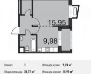 1-комнатная квартира площадью 38.8 кв.м, Донецкая улица, 30с29 | цена 7 281 956 руб. | www.metrprice.ru