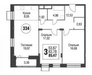 3-комнатная квартира площадью 85.5 кв.м в МФК «Резиденции Архитекторов», Почтовая Большая ул., 30С6 | цена 18 629 383 руб. | www.metrprice.ru