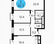 3-комнатная квартира площадью 82.3 кв.м, Ленинградское шоссе, 58с13 | цена 16 669 865 руб. | www.metrprice.ru