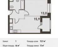 1-комнатная квартира площадью 44 кв.м, Головинское ш, 5 | цена 8 844 000 руб. | www.metrprice.ru