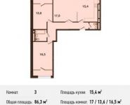 3-комнатная квартира площадью 86.3 кв.м, Ивановская ул, 1 | цена 6 731 400 руб. | www.metrprice.ru