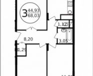 3-комнатная квартира площадью 68 кв.м, Просвещения ул., 13К1 | цена 5 089 324 руб. | www.metrprice.ru