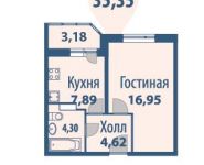 1-комнатная квартира площадью 35 кв.м, Фряновское ш., 45 | цена 2 216 692 руб. | www.metrprice.ru