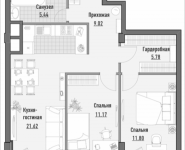 2-комнатная квартира площадью 65.22 кв.м, 1-я Ямская, 2 | цена 17 050 000 руб. | www.metrprice.ru