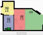 1-комнатная квартира площадью 28.7 кв.м, Бачуринская, корп.4 | цена 3 472 700 руб. | www.metrprice.ru