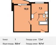 1-комнатная квартира площадью 38.8 кв.м, Некрасовка п, Покровская ул, 16 | цена 4 343 660 руб. | www.metrprice.ru