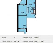 2-комнатная квартира площадью 65.2 кв.м, Героев пр-кт, 8 | цена 4 817 200 руб. | www.metrprice.ru