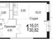 1-комнатная квартира площадью 31.6 кв.м, Барышевская Роща ул. | цена 3 384 581 руб. | www.metrprice.ru
