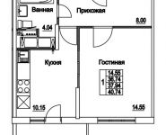 1-комнатная квартира площадью 37.94 кв.м, 2-я Муравская | цена 5 105 509 руб. | www.metrprice.ru