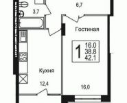 1-комнатная квартира площадью 42.1 кв.м, Щелково платф, 1 | цена 2 859 180 руб. | www.metrprice.ru