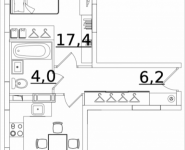 1-комнатная квартира площадью 38.5 кв.м, Строителей, корп.3 | цена 2 136 750 руб. | www.metrprice.ru