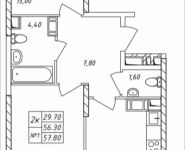 2-комнатная квартира площадью 57.8 кв.м, Дружбы, 47 | цена 4 823 410 руб. | www.metrprice.ru