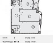 2-комнатная квартира площадью 63.1 кв.м, Ленинградский просп., 31 | цена 15 939 060 руб. | www.metrprice.ru