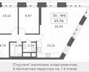 3-комнатная квартира площадью 65.56 кв.м, Мякининское шоссе, 2 | цена 5 415 256 руб. | www.metrprice.ru