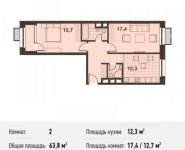 2-комнатная квартира площадью 63.8 кв.м, Заречная улица, 2/1с1 | цена 14 441 768 руб. | www.metrprice.ru