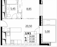 1-комнатная квартира площадью 40.65 кв.м, Лазоревый пр., 3 | цена 9 750 000 руб. | www.metrprice.ru