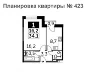 1-комнатная квартира площадью 34.1 кв.м, Нововладыкинский проезд, 1к4 | цена 6 099 979 руб. | www.metrprice.ru