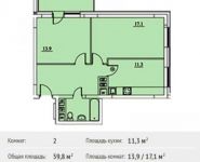 2-комнатная квартира площадью 59 кв.м в ЖК "Дача Шатена", Хлебозаводская ул., 28 | цена 3 721 055 руб. | www.metrprice.ru