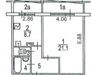 1-комнатная квартира площадью 39.5 кв.м, 11-й мкр, К1131 | цена 4 950 000 руб. | www.metrprice.ru