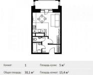1-комнатная квартира площадью 30.1 кв.м в ЖК «Лайково»,  | цена 2 856 857 руб. | www.metrprice.ru