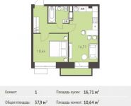 1-комнатная квартира площадью 37.9 кв.м,  | цена 3 581 550 руб. | www.metrprice.ru