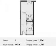 1-комнатная квартира площадью 30.7 кв.м, Белорусская ул., 10 | цена 3 228 290 руб. | www.metrprice.ru