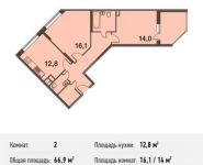 2-комнатная квартира площадью 66.9 кв.м, Сколковская улица, 7А | цена 6 241 770 руб. | www.metrprice.ru