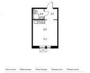 1-комнатная квартира площадью 23.6 кв.м, Южная ул., 11 | цена 2 947 640 руб. | www.metrprice.ru