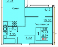 1-комнатная квартира площадью 31.85 кв.м, деревня Лопатино, 18 | цена 2 290 188 руб. | www.metrprice.ru