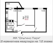 2-комнатная квартира площадью 59 кв.м, Железнодорожный пр., 15 | цена 3 951 544 руб. | www.metrprice.ru