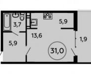 1-комнатная квартира площадью 31 кв.м, Скандинавский бульвар, д.4к1 | цена 4 337 584 руб. | www.metrprice.ru