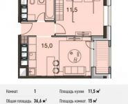 1-комнатная квартира площадью 36.6 кв.м, Каширское ш., 65 | цена 4 684 800 руб. | www.metrprice.ru