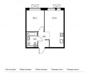 1-комнатная квартира площадью 35.7 кв.м, жилой комплекс Мякинино Парк, 1 | цена 4 748 100 руб. | www.metrprice.ru