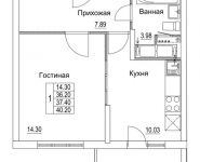 1-комнатная квартира площадью 37.4 кв.м, 2-я Муравская | цена 4 983 834 руб. | www.metrprice.ru