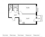 1-комнатная квартира площадью 44.25 кв.м, Складочная ул, 6 | цена 7 442 850 руб. | www.metrprice.ru